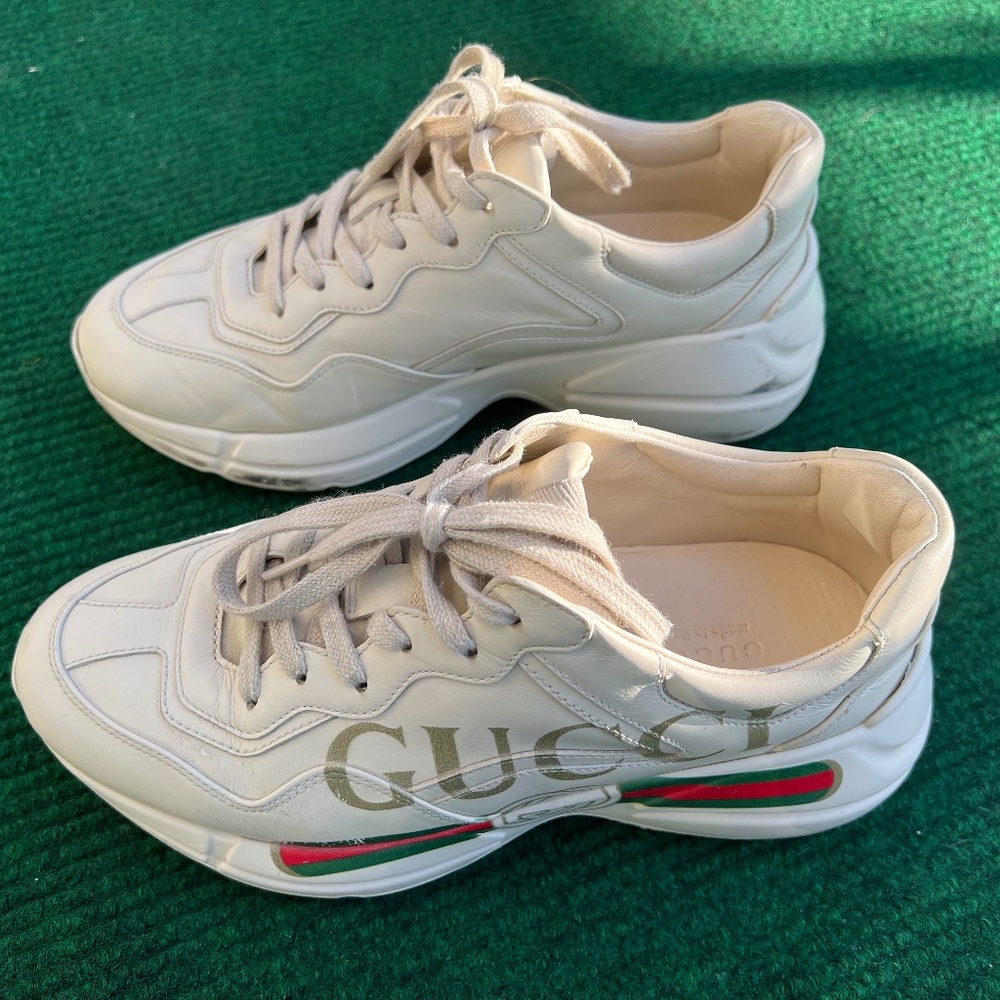 GUCCI RHYTON LOGO LEATHER SNEAKERS. SIZE EU 37.5/ US 7.5